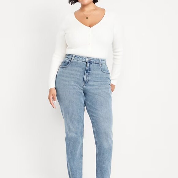 Old Navy Ladies Curvy Extra High-Waisted Straight Jeans / 12 Petite / New w Tags - Picture 1 of 11